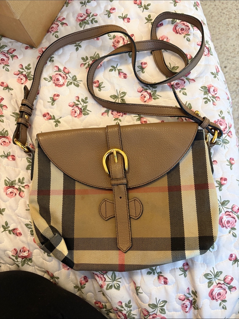 Classic Tan Plaid Crossbody Shoulder Bag